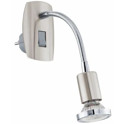 Imagen de EGLO Mini lámpara con enchufe de 1 foco, acero, color níquel mate, cromado, GU10, incl interruptor y brazo flexible