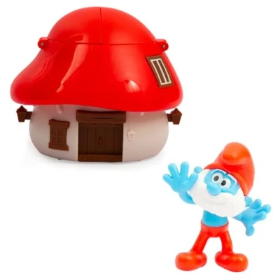 Imagen de Pitufos casitas con figuras de Sorpresa, 6 modelos diferentes Para coleccionar, Lanza confeti cuando se abre, Figuritas 5 cm, niños 3 años, Famosa (PUF13000)