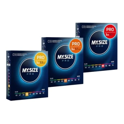 Imagen de Condones MY.SIZE PRO, talla 3,4,5 53,57,60 mm, 3x3 piezas ajuste perfecto y adecuada para todos