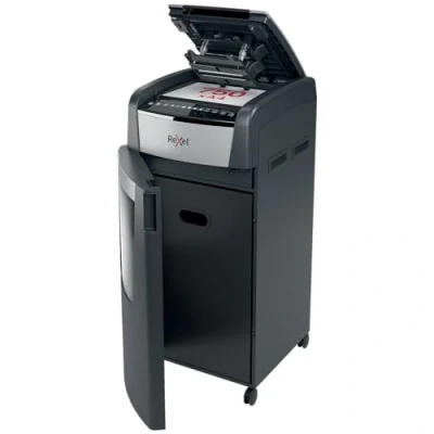 Imagen de Rexel Optimum Autofeed Destructora de Papel Alimentación Automática con Corte en Partículas P4, 750 Hojas, Papelera 140 L, Ruedas, 2020750X