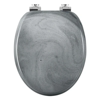 Imagen de WOLTU Tapa Asiento Inodoro con Cierre Suave, WC para de Forma O, MDF Montaje Inferior, Bisagras Ajustables Agujeros entre 13 17,5 cm
