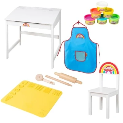 Imagen de roba x Pupitre escolar Play Doh Incluye herramientas de madera FSC, alfombrilla 3D, 6 botes plastilina, delantal y silla. ideal Para pintar, manualidades juegos. niños desde 3 años