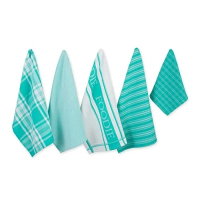 Imagen de DII Everyday Collection Foodie Juego de 5 paños Cocina y Cocina, Color Verde Azulado