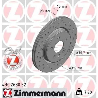 Imagen de ZIMMERMANN SPORT COAT Z 430.2630.52 Disco de freno 315 23 6/5 5 115 ventilación interna, perforado revestido OPEL: Zafira C Tourer