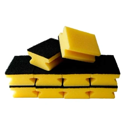 Imagen de Sonty 10 estropajos premium para limpieza de la suciedad persistente, esponja con abrasivo, 9 x 7 4 cm, negro/amarillo (amarillo)