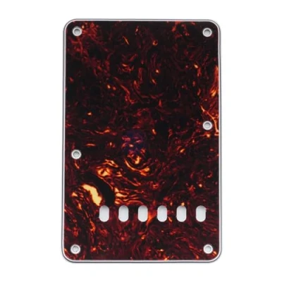 Imagen de Musiclily 6 Agujeros Placa Trasera Vintage Strat Tapa de Trémolo para Fender American/México Standard Stratocaster Estilo Moderno,4 capas Tortoise