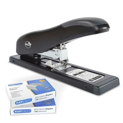 Imagen de Rapesco 1307 ECO HD 100 Grapadora de Gruesos con 2000 Grapas Tipo 923/10mm, Capacidad para Hojas, Negro