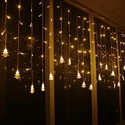 Imagen de Klighten Cortina de Luces, Cadena Luces con 8 Modos, Perfecto para Decoración Navidad, Festival,Fiestas, Casa,Jardín, Blanco Cálido