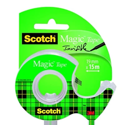 Imagen de Scotch Cinta Mágica 1 Rollo de 19 mm x 15 m + Dispensador Portátil Adhesiva Uso General para Reparación, Etiquetado y Sellado Paquetes Documentos