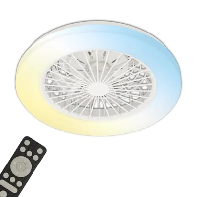 Imagen de BRILONER Ventilador De Techo Con Luz, CCT, Iluminación 5 Velocidades, Control Remoto, Regulable, Temporizador, Techo, Lampara 48,5 x 14,5cm., Blanco