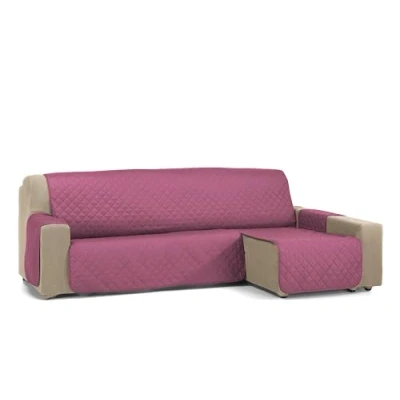 Imagen de S &amp; T Funda Sofa Chaise Longue 240 Berenjena Long Reversible Brazo Derecho/Izquierdo Acolchada Cubre Sofá 100% Poliéster Fabricado en España