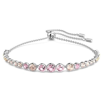 Imagen de Swarovski Pulsera Emily de Cristales Redondos Rosas Para Mujer en una Montura Rodiada, la Colección