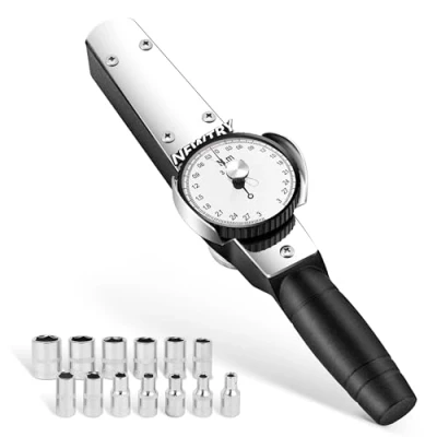 Imagen de NEWTRY Llave dinamométrica de dial 0,3 3 N.m con 4 14 mm juego vasos, Medidor par precisión 1/4&quot; Probador fuerza torsión