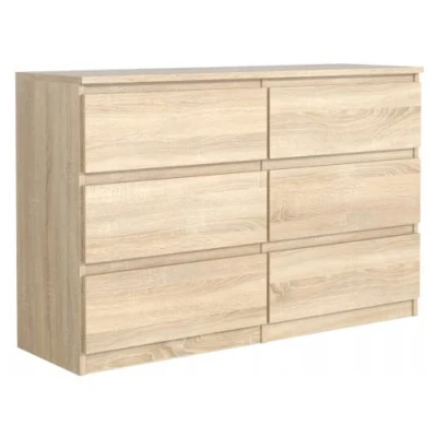 Imagen de 3xeliving Cómoda espaciosa y Elegante Demii 6 cajones 120 cm, Color Roble Sonoma, Sala de Estar, la Oficina, el Dormitorio, Dimensions: x 38 78 cm