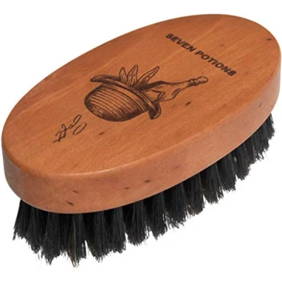 Imagen de Seven Potions Cepillo de barba cerdas jabalí para hombre, hecho madera pera con pelo suave segundo corte, suaves domar y suavizar tu vello facial