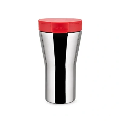 Imagen de ALESSI Caffa GIA24 R Travel Mug de Doble Pared Diseño en Acero Inoxidable 18/10 y Resina Termoplástica, Rojo
