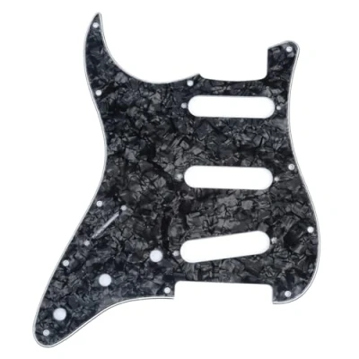 Imagen de Musiclily 11 Agujeros Pickguard Golpeador para Fender Estados Unidos/Méjico Made Standard Straocaster Guitarra Estilo Moderno Zurdos,4 capas Black Pearl
