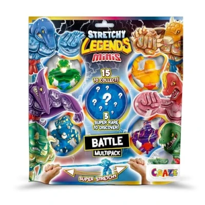 Imagen de CRAZE Stretchy Legends Mini Multipack Battle, Pack de 5 Figuras elásticas coleccionables para niños, Hay 15 Modelos Diferentes