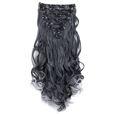 Imagen de CAISHA XXL Juego De 8 Extensiones Clip Extender El Cabello Sintético Ondulado Pelo Largo Mezcla Gris CES17 1