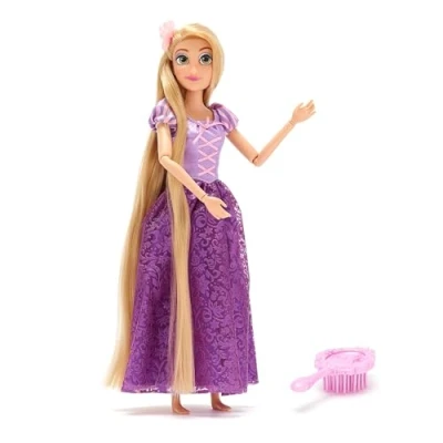 Imagen de Disney Store Official, Enredados, Rapunzel, muñeca clásica, 29 cm, de Princesa Totalmente posable con un Precioso Vestido Morado, Incluye Cepillo Juguete, para Mayores 3 años