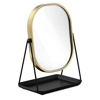 Imagen de Navaris Espejo de Maquillaje para Mesa Doble con Aumento 3X tocador baño Accesorio Soporte y Base Poner Joyas cosméticos