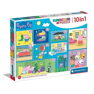 Imagen de Clementoni Puzzles Infantiles 10 en 1, Peppa Pig, de distinto tamaño para montarlos progresivamente, a Partir 4 años (20271)