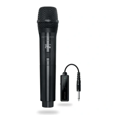 Imagen de Muse MC30WI. microfono inhalambrico con Display de LED Blanco. Transmision 2,4 g. Bateria Recargable en el y Receptor.
