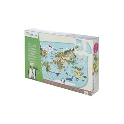 Imagen de Clairefontaine ES Avenue Mandarine PU014C un Puzzle 76 pièces avec poster servant de guide inclus, Planisphère