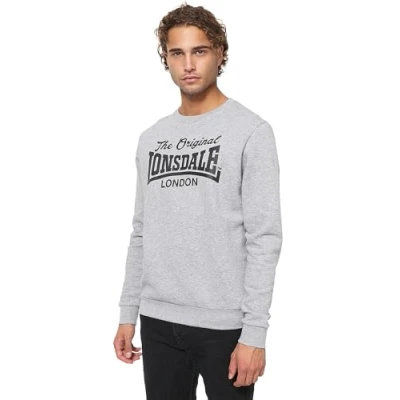 Imagen de Lonsdale Normale Passform Burghead Sudadera, Hombre, Talla: XXL, Marl grey black