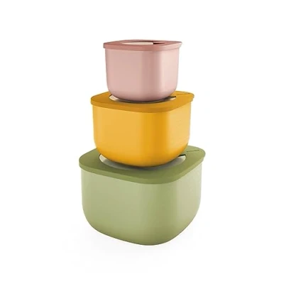 Imagen de Guzzini Kitchen Active Design, STORE&amp;MORE BIO Juego 3 Recipientes Herméticos Altos para Nevera/Congelador/Microondas Multicolor, 19,5 x19,5 x h12,3 cm 750/1550/2800 cc 17072652