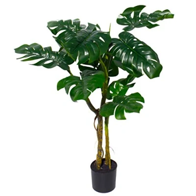Imagen de Leaf Hoja 120 cm de Tallo Artificial Planta, Torcido Monstera 120cm, Plástico Madera