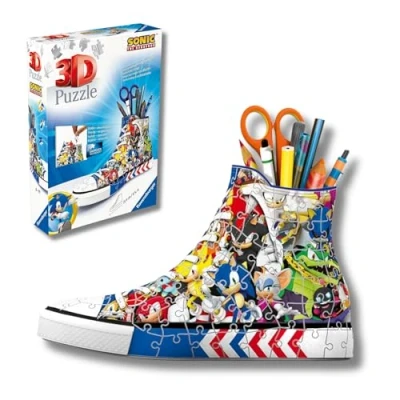 Imagen de Ravensburger Puzzle 3D, Sneaker Sonic, Portalápices y Organizer Maqueta para Adultos Niños de 8+ Años, Rompecabezas 112 Piezas