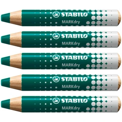 Imagen de STABILO Marcador para pizarra blanca y de papel MARKdry Caja con 5 unidades Color verde