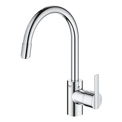 Imagen de GROHE Feel QuickFix, Grifo de cocina (caño alto, forma en C y giro 150º, menor consumo agua, sistema instalación rápida), cromo, 32670002