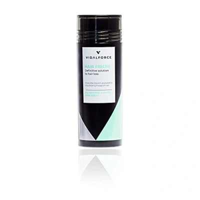 Imagen de VidalForce Fibras Capilares Castaño Oscuro 30g I 100% Vegetal Thick Fiber Polvo para pelo hombre y mujer Disimular calvicie con Fibra Capilar Natural Hair Fibers Microfibra