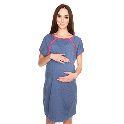 Imagen de MijaCulture 3 en1 Camisón para el Parto de Maternidad &amp; alimentación amamantamiento 4123 (40 EU/L, Jeans)