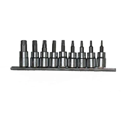 Imagen de Neilsen ct0733 3/8 DR T10 T55 macho interno Torx Bit Estrella Socket Set Plata