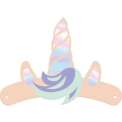 Imagen de Folat 68327 Diademas Papel Unicorns &amp; Rainbows 6 piezas, multicolor, medium