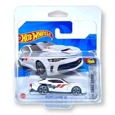 Imagen de Hot Wheels &#039;18 COPO Camaro SS (blanco, negro y rojo) 3/10 HW Drag Strip 2023 106/250 (tarjeta corta) Viene en una funda protectora para coleccionistas de KLAS Car Keeper, HKH28
