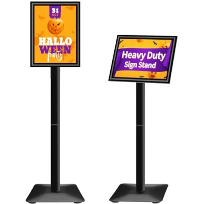 Imagen de VAIIGO soporte para carteles A4, de exhibición ajustable avisos menú con base hierro fundido resistente, letrero pie carteles, publicidad, ventas,