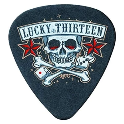 Imagen de JIM DUNLOP Púas Tortex Lucky 13 serie, Saco de 36, 0,6mm, Skull Dice Negro