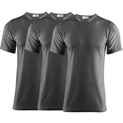 Imagen de Thread Linens Paquete de 3 camisetas térmicas para hombre, capa base calentadora, ropa interior térmica talla S XXL, gris oscuro,