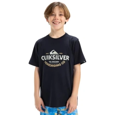 Imagen de Quiksilver Typed OUT Unisex Camiseta estampada para niños, Talla: 14a, Dark navy