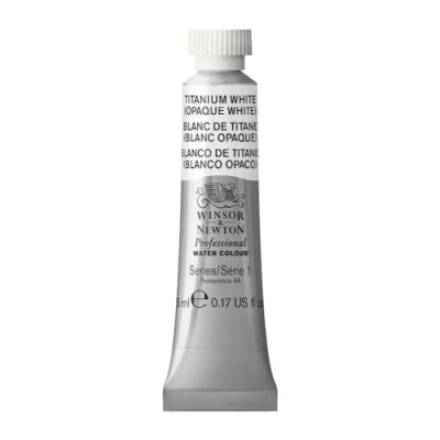 Imagen de Winsor &amp; Newton Acuarela Profesional Pintura De Acuarela, Alta Luminosidad, Resistente a la Luz, Calidad Archivo, Tubo 5ML, Color Blanco Titanio