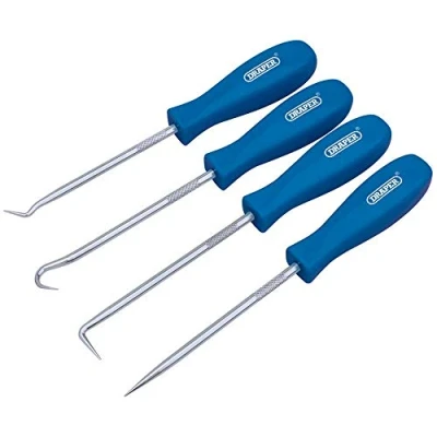Imagen de Draper 51763 SETB Juego de mini ganchos y púas, 130 mm longitud, 4 piezas, color azul