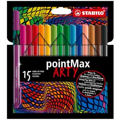 Imagen de STABILO, Rotulador punta media STABILO pointMax ARTY, Estuche con 15 colores