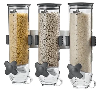 Imagen de Honey Can Do KCH 06139 Dispensador Triple de Pared, Acero Inoxidable, Transparente y Carbón x3