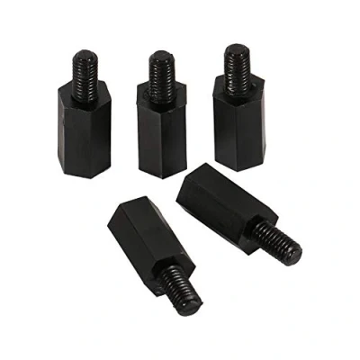 Imagen de 100 Piezas M3 Separador Macho Hembra Nylon PCB Espaciador Tornillos Cilíndricos Hexagonales Kit Surtido 10mm + 6mm (Negro)