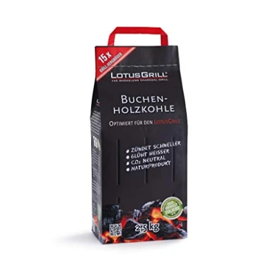 Imagen de Lotus Parrilla de Carbón Madera Haya 2,5 kg. Especialmente Diseñado para los raucharmen Vegetal Barbacoa/ Mesa