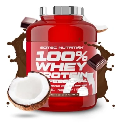 Imagen de Scitec Nutrition 100% Whey Protein Professional Mejorada con Aminoácidos Extra y Enzimas Digestivas Sin gluten aceite de palma, 2.35 kg, Chocolate Coco